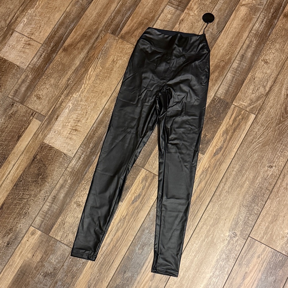 aerie Offline Real Luxe Black High-Waisted Faux Leather Leggings
